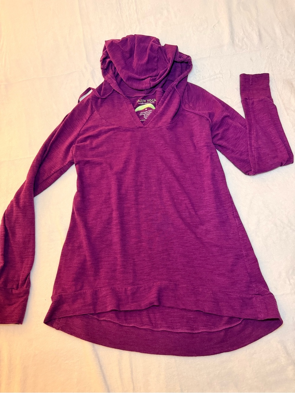 Earth Yoga Plum Hooded Long Sleeve Top size: M